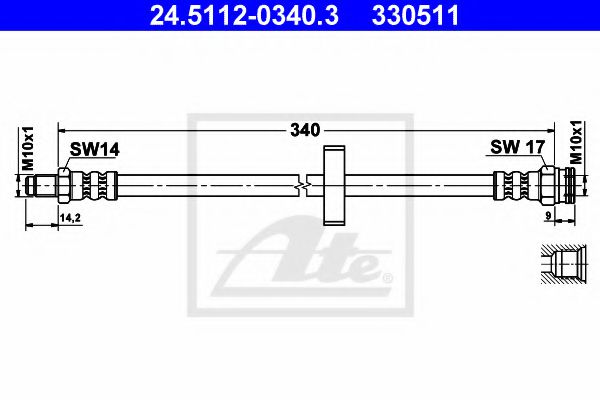 ATE 24.5112-0340.3 Тормозной шланг для FIAT (Фиат) ATE 24.5112-0340.3 Тормозной шланг для FIAT (Фиат)