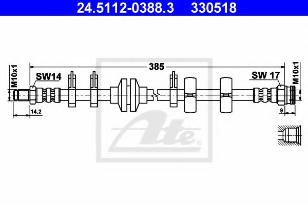 ATE 24.5112-0388.3 Тормозной шланг для FIAT (Фиат) ATE 24.5112-0388.3 Тормозной шланг для FIAT (Фиат)