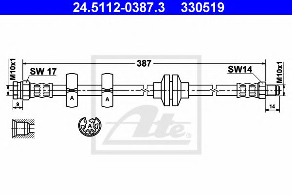 ATE 24.5112-0387.3 Тормозной шланг для FIAT (Фиат) ATE 24.5112-0387.3 Тормозной шланг для FIAT (Фиат)