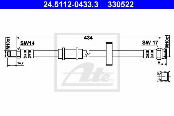 ATE 24.5112-0433.3 Тормозной шланг для FIAT PANDA (Фиат Панда) ATE 24.5112-0433.3 Тормозной шланг для FIAT PANDA (Фиат Панда)