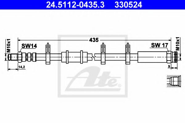 ATE 24.5112-0435.3 Тормозной шланг для FIAT DUCATO (Фиат Дукато) ATE 24.5112-0435.3 Тормозной шланг для FIAT DUCATO (Фиат Дукато)