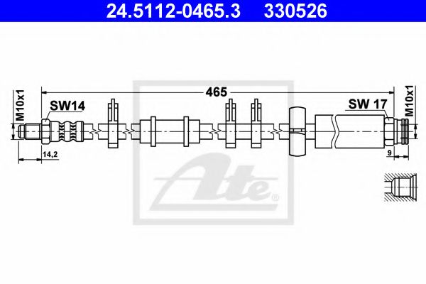 ATE 24.5112-0465.3 Тормозной шланг для FIAT (Фиат) ATE 24.5112-0465.3 Тормозной шланг для FIAT (Фиат)