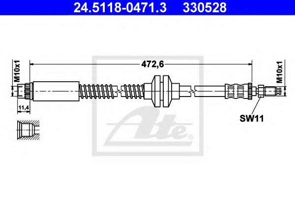ATE 24.5118-0471.3 Тормозной шланг для CITROËN EVASION (CитроËн Эвазион) ATE 24.5118-0471.3 Тормозной шланг для CITROËN EVASION (CитроËн Эвазион)