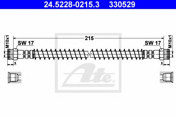 ATE 24.5228-0215.3 Тормозной шланг для PEUGEOT 305 II (Пежо 305 2) ATE 24.5228-0215.3 Тормозной шланг для PEUGEOT 305 II (Пежо 305 2)