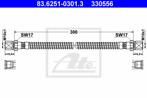 ATE 83.6251-0301.3 Тормозной шланг для PORSCHE 968 (Порше 968) ATE 83.6251-0301.3 Тормозной шланг для PORSCHE 968 (Порше 968)