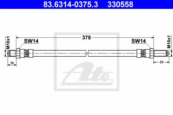 ATE 83.6314-0375.3 Тормозной шланг для JAGUAR VANDEN PLAS (Ягуар Vандэн плас) ATE 83.6314-0375.3 Тормозной шланг для JAGUAR VANDEN PLAS (Ягуар Vандэн плас)