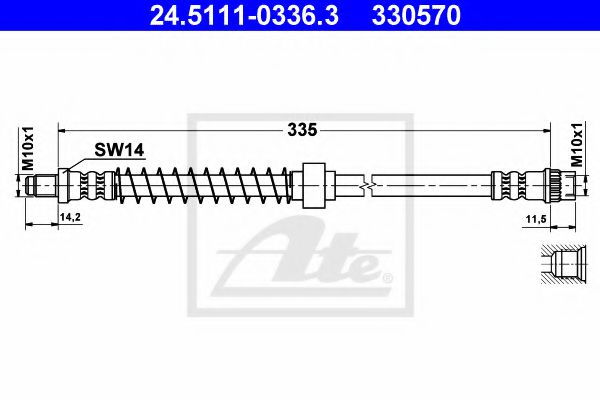 ATE 24.5111-0336.3 Тормозной шланг для CITROËN AX (CитроËн Аx) ATE 24.5111-0336.3 Тормозной шланг для CITROËN AX (CитроËн Аx)
