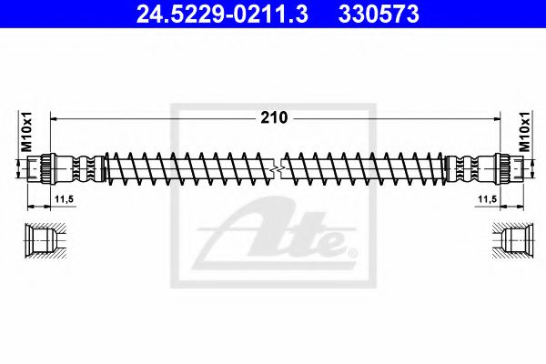 ATE 24.5229-0211.3 Тормозной шланг для PEUGEOT 106 I (Пежо 106 и) ATE 24.5229-0211.3 Тормозной шланг для PEUGEOT 106 I (Пежо 106 и)