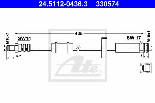 ATE 24.5112-0436.3 Тормозной шланг для FIAT DUCATO (Фиат Дукато) ATE 24.5112-0436.3 Тормозной шланг для FIAT DUCATO (Фиат Дукато)