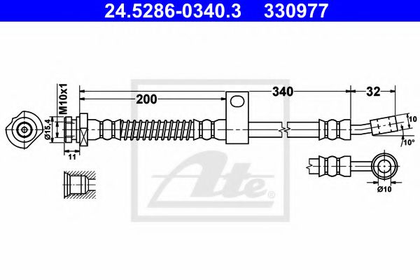 ATE 24.5286-0340.3 Тормозной шланг для HYUNDAI AMICA / ATOZ (Хендай Амиcа / атоз) ATE 24.5286-0340.3 Тормозной шланг для HYUNDAI AMICA / ATOZ (Хендай Амиcа / атоз)