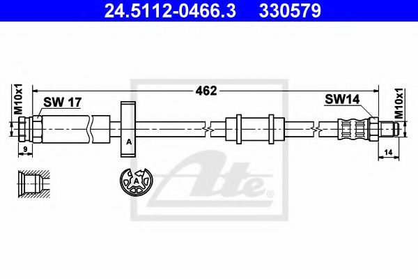 ATE 24.5112-0466.3 Тормозной шланг для FIAT (Фиат) ATE 24.5112-0466.3 Тормозной шланг для FIAT (Фиат)