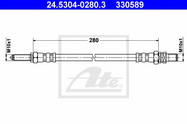ATE 24.5304-0280.3 Тормозной шланг для FORD FIESTA (Форд Фиэста) ATE 24.5304-0280.3 Тормозной шланг для FORD FIESTA (Форд Фиэста)