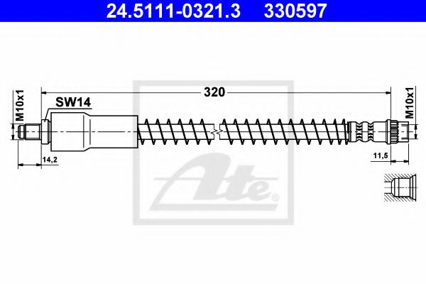 ATE 24.5111-0321.3 Тормозной шланг для RENAULT THALIA II (Рено Тхалиа 2) ATE 24.5111-0321.3 Тормозной шланг для RENAULT THALIA II (Рено Тхалиа 2)