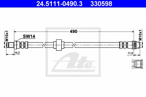 ATE 24.5111-0490.3 Тормозной шланг для RENAULT ESPACE III (Рено Эспейс 3) ATE 24.5111-0490.3 Тормозной шланг для RENAULT ESPACE III (Рено Эспейс 3)