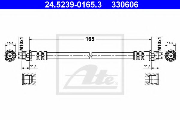 ATE 24.5239-0165.3 Тормозной шланг для CITROËN C3 II (CитроËн С3 2) ATE 24.5239-0165.3 Тормозной шланг для CITROËN C3 II (CитроËн С3 2)