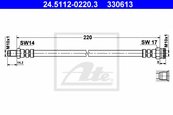 ATE 24.5112-0220.3 Тормозной шланг для FIAT (Фиат) ATE 24.5112-0220.3 Тормозной шланг для FIAT (Фиат)