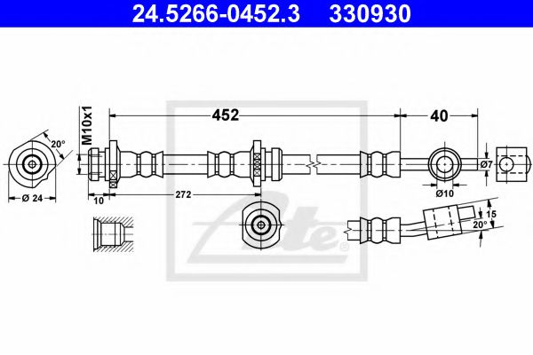 ATE 24.5266-0452.3 Тормозной шланг для NISSAN (Ниссан) ATE 24.5266-0452.3 Тормозной шланг для NISSAN (Ниссан)