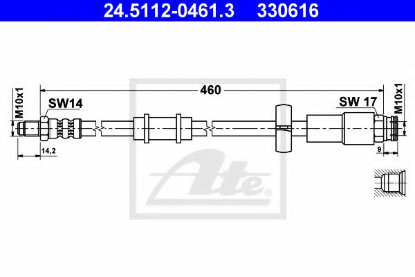 ATE 24.5112-0461.3 Тормозной шланг для FIAT (Фиат) ATE 24.5112-0461.3 Тормозной шланг для FIAT (Фиат)
