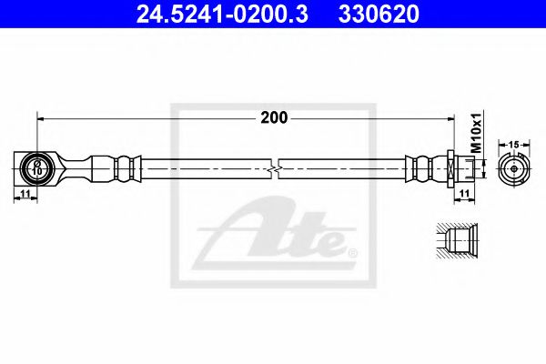 ATE 24.5241-0200.3 Тормозной шланг для OPEL ASTRA G (Опель Астра г) ATE 24.5241-0200.3 Тормозной шланг для OPEL ASTRA G (Опель Астра г)