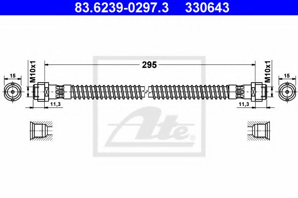ATE 83.6239-0297.3 Тормозной шланг для PORSCHE CAYMAN (Порше Cаъман) ATE 83.6239-0297.3 Тормозной шланг для PORSCHE CAYMAN (Порше Cаъман)