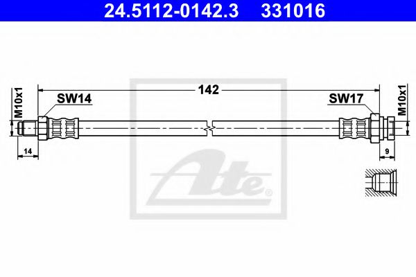 ATE 24.5112-0142.3 Тормозной шланг задний мост для FIAT 500L (Фиат 500л) ATE 24.5112-0142.3 Тормозной шланг задний мост для FIAT 500L (Фиат 500л)