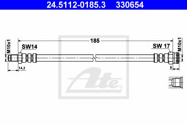 ATE 24.5112-0185.3 Тормозной шланг для FIAT PANDA (Фиат Панда) ATE 24.5112-0185.3 Тормозной шланг для FIAT PANDA (Фиат Панда)