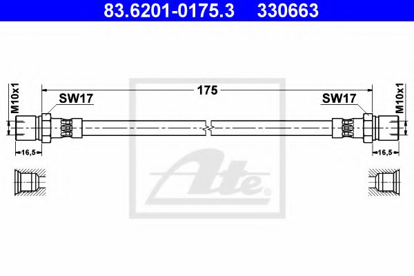 ATE 83.6201-0175.3 Тормозной шланг для PORSCHE 968 (Порше 968) ATE 83.6201-0175.3 Тормозной шланг для PORSCHE 968 (Порше 968)