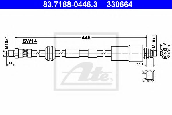 ATE 83.7188-0446.3 Тормозной шланг для FORD (Форд) ATE 83.7188-0446.3 Тормозной шланг для FORD (Форд)