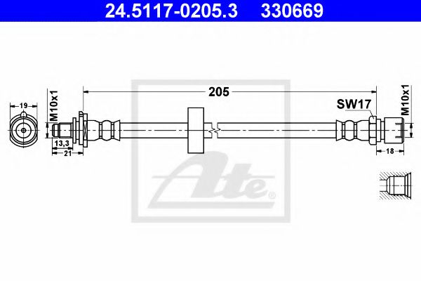 ATE 24.5117-0205.3 Тормозной шланг для SAAB 900 II (Сааб 900 2) ATE 24.5117-0205.3 Тормозной шланг для SAAB 900 II (Сааб 900 2)
