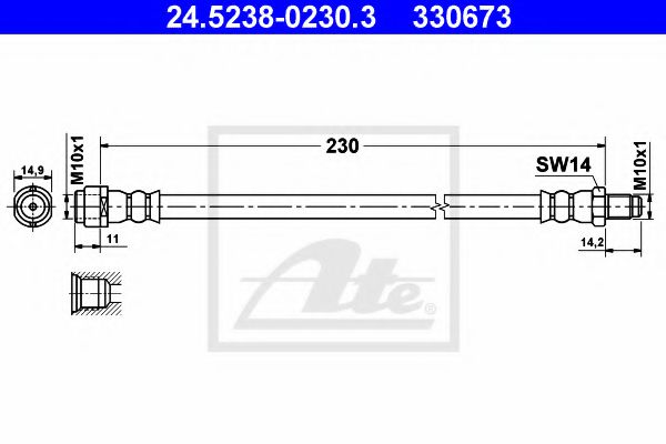 ATE 24.5238-0230.3 Тормозной шланг для MERCEDES-BENZ A-CLASS (Мэрcэдэс-бэнз А класс) ATE 24.5238-0230.3 Тормозной шланг для MERCEDES-BENZ A-CLASS (Мэрcэдэс-бэнз А класс)