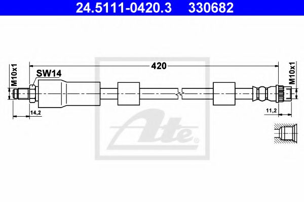ATE 24.5111-0420.3 Тормозной шланг для CITROËN C4 I (CитроËн С4 и) ATE 24.5111-0420.3 Тормозной шланг для CITROËN C4 I (CитроËн С4 и)