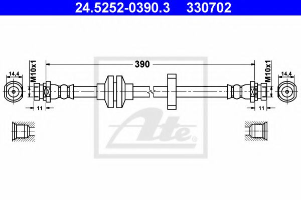 ATE 24.5252-0390.3 Тормозной шланг для RENAULT VEL SATIS (Рено Вел сатис) ATE 24.5252-0390.3 Тормозной шланг для RENAULT VEL SATIS (Рено Вел сатис)