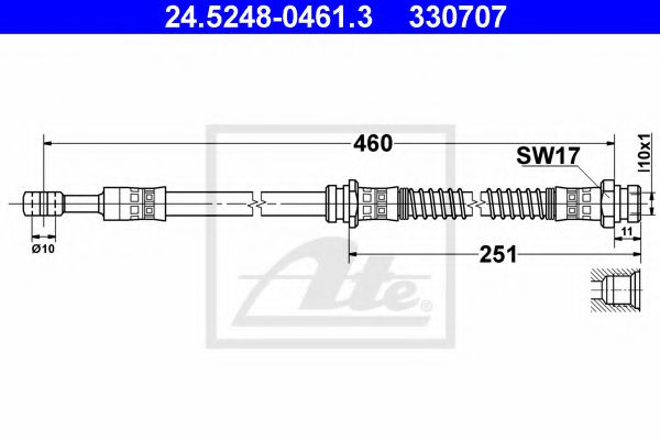 ATE 24.5248-0461.3 Тормозной шланг для VOLVO S40 I (Вольво С40 и) ATE 24.5248-0461.3 Тормозной шланг для VOLVO S40 I (Вольво С40 и)
