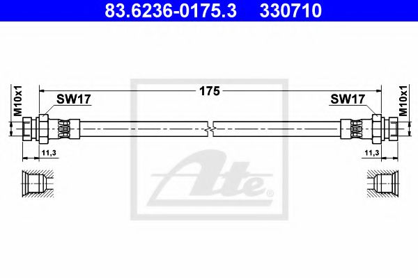 ATE 83.6236-0175.3 Тормозной шланг для SKODA FELICIA II (Шкода Фелиция 2) ATE 83.6236-0175.3 Тормозной шланг для SKODA FELICIA II (Шкода Фелиция 2)