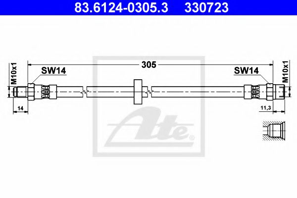 ATE 83.6124-0305.3 Тормозной шланг для VOLVO 960 (Вольво 960) ATE 83.6124-0305.3 Тормозной шланг для VOLVO 960 (Вольво 960)