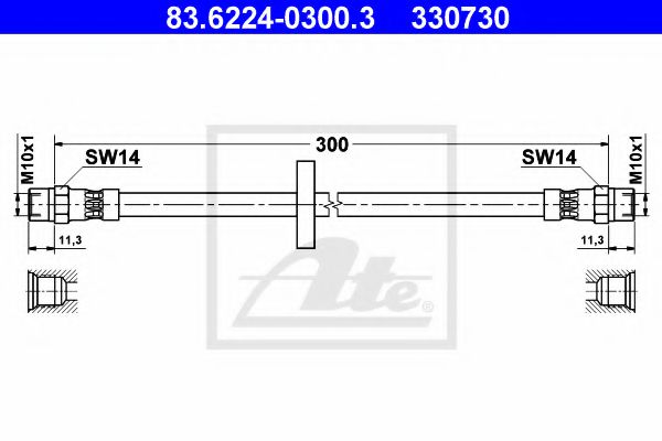 ATE 83.6224-0300.3 Тормозной шланг для AUDI 100 (Ауди 100) ATE 83.6224-0300.3 Тормозной шланг для AUDI 100 (Ауди 100)