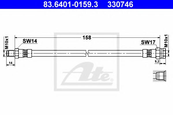 ATE 83.6401-0159.3 Тормозной шланг для CITROËN JUMPER (CитроËн Жумпэр) ATE 83.6401-0159.3 Тормозной шланг для CITROËN JUMPER (CитроËн Жумпэр)