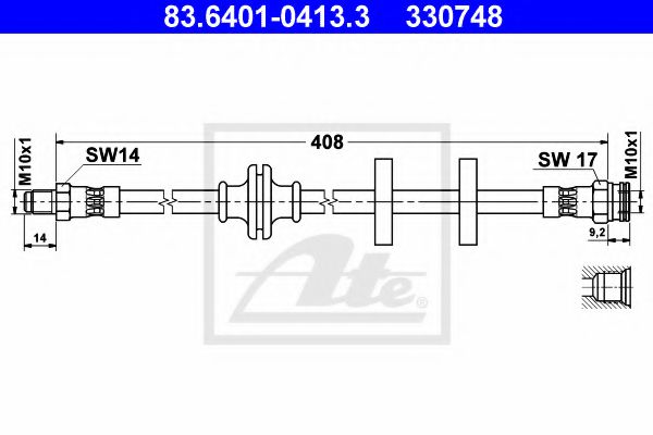 ATE 83.6401-0413.3 Тормозной шланг для FIAT MAREA (Фиат Мареа) ATE 83.6401-0413.3 Тормозной шланг для FIAT MAREA (Фиат Мареа)