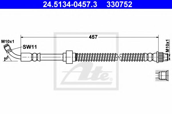 ATE 24.5134-0457.3 Тормозной шланг для NISSAN (Ниссан) ATE 24.5134-0457.3 Тормозной шланг для NISSAN (Ниссан)
