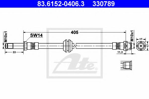 ATE 83.6152-0406.3 Тормозной шланг для BMW (Бмв) ATE 83.6152-0406.3 Тормозной шланг для BMW (Бмв)