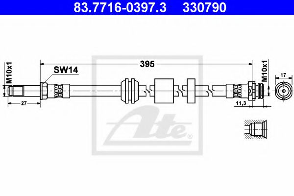 ATE 83.7716-0397.3 Тормозной шланг для FORD FOCUS C-MAX (Форд Фокус с макс) ATE 83.7716-0397.3 Тормозной шланг для FORD FOCUS C-MAX (Форд Фокус с макс)