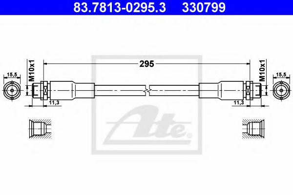 ATE 83.7813-0295.3 Тормозной шланг для AUDI (Ауди) ATE 83.7813-0295.3 Тормозной шланг для AUDI (Ауди)