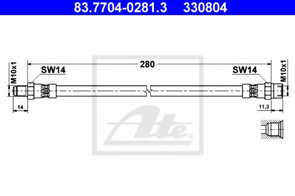 ATE 83.7704-0281.3 Тормозной шланг для MERCEDES-BENZ C-CLASS (Мэрcэдэс-бэнз С класс) ATE 83.7704-0281.3 Тормозной шланг для MERCEDES-BENZ C-CLASS (Мэрcэдэс-бэнз С класс)