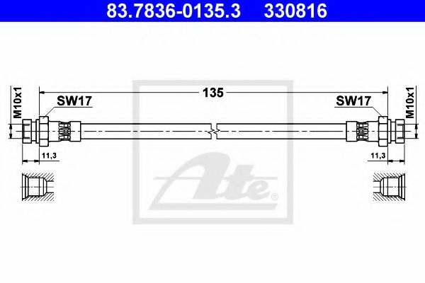 ATE 83.7836-0135.3 Тормозной шланг для SEAT CORDOBA (Сеат Кордоба) ATE 83.7836-0135.3 Тормозной шланг для SEAT CORDOBA (Сеат Кордоба)