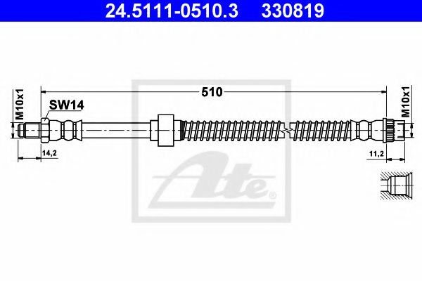 ATE 24.5111-0510.3 Тормозной шланг для NISSAN (Ниссан) ATE 24.5111-0510.3 Тормозной шланг для NISSAN (Ниссан)