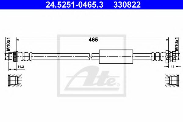 ATE 24.5251-0465.3 Тормозной шланг для NISSAN (Ниссан) ATE 24.5251-0465.3 Тормозной шланг для NISSAN (Ниссан)