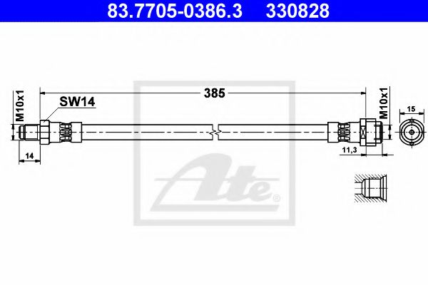 ATE 83.7705-0386.3 Тормозной шланг для MERCEDES-BENZ C-CLASS (Мэрcэдэс-бэнз С класс) ATE 83.7705-0386.3 Тормозной шланг для MERCEDES-BENZ C-CLASS (Мэрcэдэс-бэнз С класс)