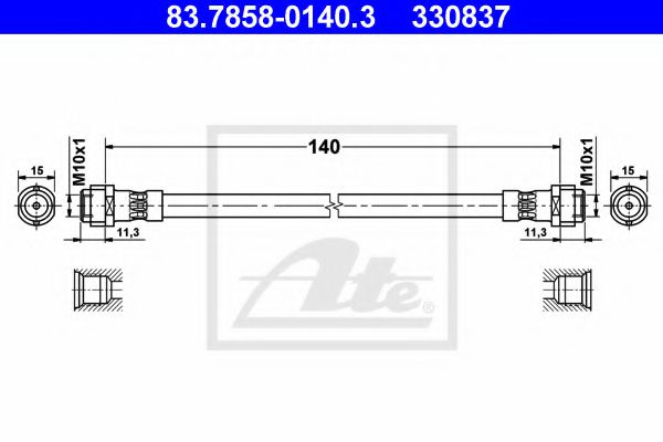 ATE 83.7858-0140.3 Тормозной шланг для VOLKSWAGEN GOLF IV (Фольксваген Гольф 4) ATE 83.7858-0140.3 Тормозной шланг для VOLKSWAGEN GOLF IV (Фольксваген Гольф 4)