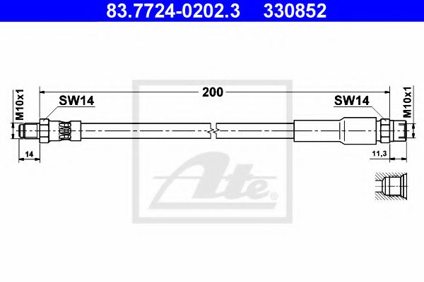 ATE 83.7724-0202.3 Тормозной шланг для AUDI 90 (Ауди 90) ATE 83.7724-0202.3 Тормозной шланг для AUDI 90 (Ауди 90)