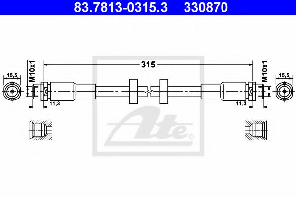 ATE 83.7813-0315.3 Тормозной шланг для AUDI (Ауди) ATE 83.7813-0315.3 Тормозной шланг для AUDI (Ауди)